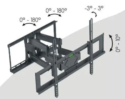 Productafbeelding van Opticum AX Hammer: Volledig verstelbare wandhouder voor LCD-/plasmatelevisies van 58,42 - 177,8 cm (23 - 70 inch), met een maximale draagkracht van 50 kg en een maximale VESA-maat van 600 x 400