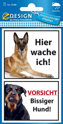 Produktbild von Zweckform Sticker Warnung Bissiger Hund 59388