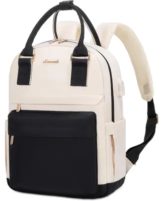 Productafbeelding van Rugzak dames, klein, waterdicht, 2-in-1, stadsrugzak/handtas, 13,3 inch, zwart, beige