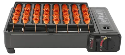 Produktbild von Tragbarer Tischgrill für Camping - Gasgrill/Gaskocher - Fettauffangschale - 42×26×11 cm - Für Outdoor, BBQ & Picknick - Schwarz