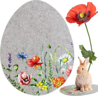 Produktbild von Filz Untersetz Osterdekoration 40x30.5 cm Motiv Eier mit hochwertiger Bedruckung Festliche Tischdekoration Hellgrau