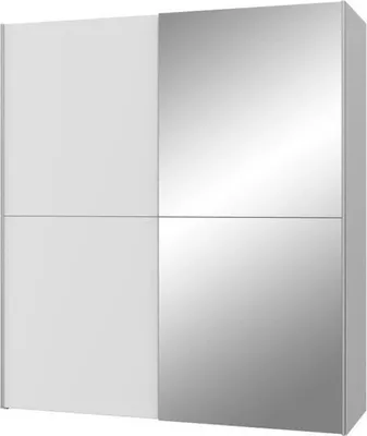 Produktbild von Kleiderschrank mit 2 Schiebetüren + Spiegel – Spanplatte – Mattweiß – 170,3 x 61,2 x 190,5 cm