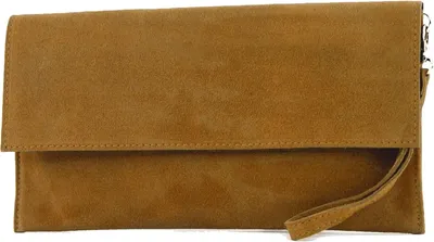 Produktbild von Damen Clutch aus Wildleder Umhängetasche Abendtasche mit Schultergurt & Handschlaufe, Italy, Elegant für Hochzeit, Party & Alltag
