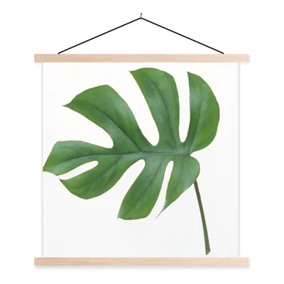 Produktbild von MuchoWow® Textilposter Botanisches Blatt auf weißem Hintergrund 60x60 cm mit holzfarbenen Rahmen - Wanddekoration