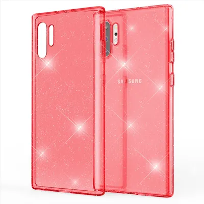 Produktbild von NALIA Glitzer Handyhülle für Samsung Galaxy Note10 Plus Hülle Silikon Handyhülle Rot