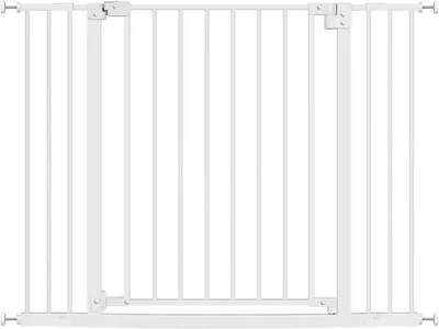 Obrázek produktu pro Bezpečnostní zábradlí s výsuvem, automaticky se zavírá | Bílá barva | 75–107 x 2,5 x 76 cm