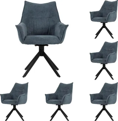 Produktbild von Diningsessel Ginosa - 6er Set - drehbar - blau