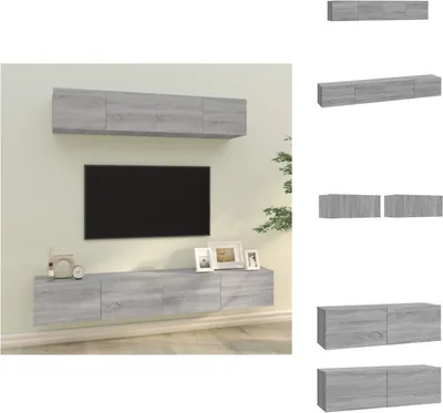 Produktbild von vidaXL 4-tlg. TV-Schrank-Set Grau Sonoma Holzwerkstoff -  TV-Möbel