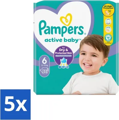 Productafbeelding van Pampers – Luierbroekjes – Active Baby, maat 3 (6-10 kg) – 90 luierbroekjes – Voordeelverpakking – 5 stuks