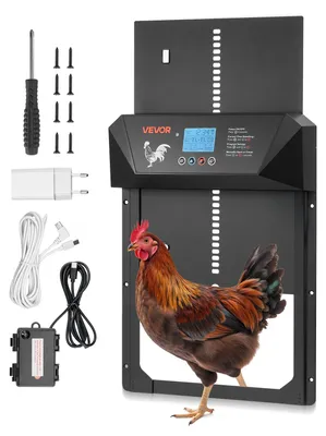 Produktbild von VEVOR Automatische Hühnerstalltür, Batteriebetriebene Hühnerstalltür mit Timer & manueller Einstellung, Antiklemmschutz, langlebige Aluminiumlegierung, Hühnerlauf-Toröffner mit wasserdichter Abdichtung, Orange, 405x330x85 mm