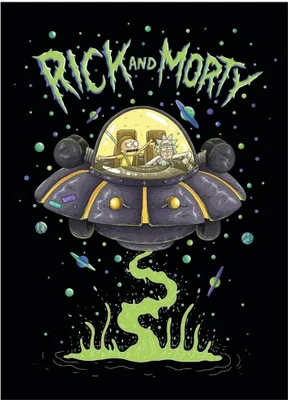 Produktbild von Rick And Morty - Decke, Fleece, "Raumschiff" AG2433 (150 cm x 100 cm) (Schwarz/Grün/Violett)