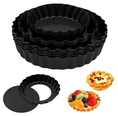 Tarteformen-Set 12-tlg., 3 Größen, Kohlenstoffstahl, Antihaft