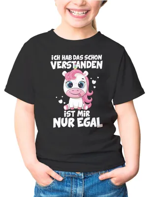 Produktbild von Kinder T-Shirt Mädchen Motiv Spruch lustig Geschenk für Mädchen Moonworks® schwarz 122-128 (7-8 Jahre)