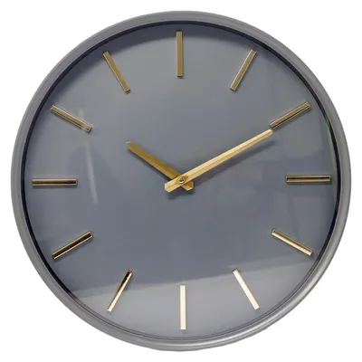 Produktbild von B&S Wanduhr Analog Kunststoff rund Ø 35.5 cm dunkelgrau modern