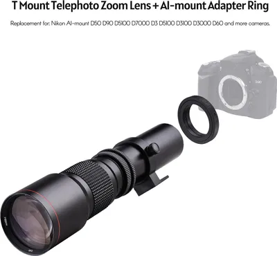 Image de téléobjectif multicouche 500 mm F/8.0-32 + monture T et appareils photo A f��r