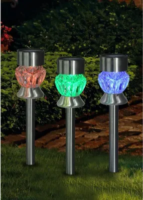 Produktbild von 2-er SET SOLAR KRISTALLGLAS LEUCHTE GARTEN DEKO FARBWECHSEL