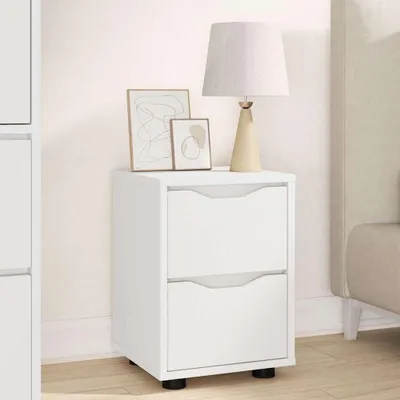 Immagine prodotto di Comodino moderno con 2 cassetti, colore bianco