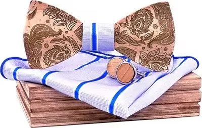 Obrázok produktu pre Drevený motýlik Lovely - Elegantný set v sivej a modrej KP30924