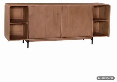 Sideboard Mango 180cm Massivholz mit Push-to-Open, Wohnzimmer-Anrichte – Ansicht 1, KI-generiertes Bild