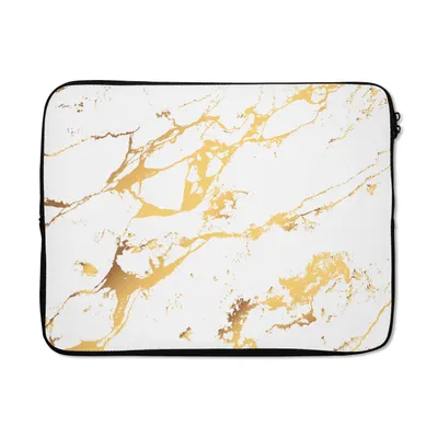 Produktbild von MuchoWow® Laptop Hülle 15 Zoll Marmor - Weiß - Gold - Luxus Laptoptasche - Laptoptasche - Sleeve - Rundum-Schutz