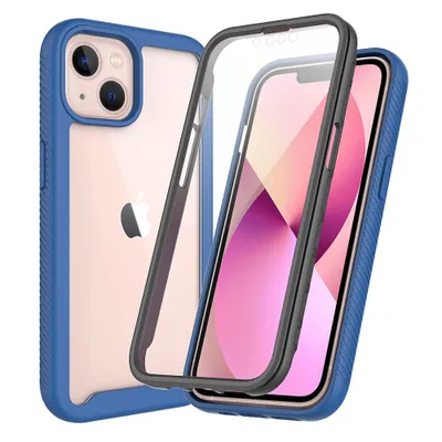 Immagine prodotto di Custodia per iPhone 13 Mini bumper con protezione dello schermo incorporata Custodia protettiva a 360° Blu scuro