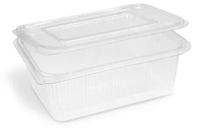 Produktbild von 50x Rechteckbecher klar mit Deckel 1000 ml (rPET)