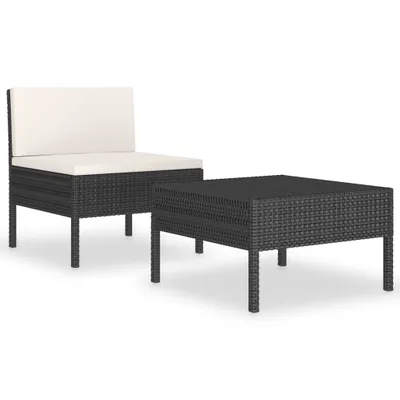 Obrázok produktu pre vidaXL 2-dielna záhradná obývacia súprava s vankúšmi Poly Rattan Black