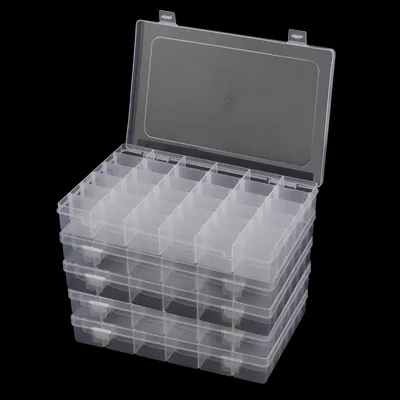 Aufbewahrungsbox 36 Fächer, transparent, 5er-Set, Kunststoff