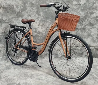 Produktbild von 28 Zoll Damencityrad 21-Gang Shimano Kettenschaltung, Gepäckträger, Licht und Korb NEU 2810-GOLD (2024)