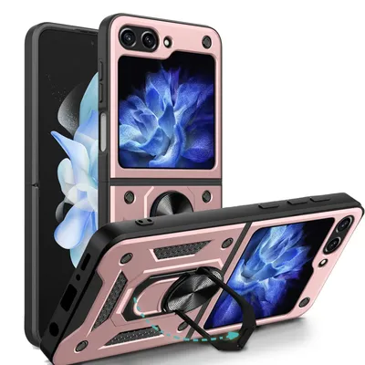 Produktbild von Outdoor Panzer Hülle für Samsung Galaxy Z Flip 5 mit Kameraschutz Ringhalter  Rosegold