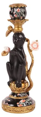 Produktbild von Kerzenhalter Affe, 25,5 cm - Schwarz - Polyresin