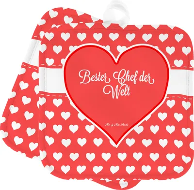 Produktbild von Mr. & Mrs. Panda Topfuntersetzer Chef - Geschenk, Abteilungsleiter, Büro, Topflappen, Kollege, Vorgesetzter, Abschied, Kochlappen, Doppel, Set, topfhalter