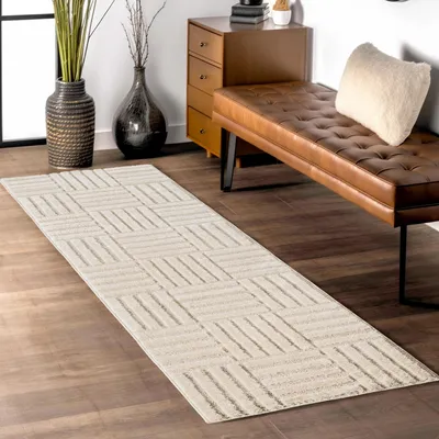Produktbild von Teppium Hochflor Teppich Wohnzimmer Skandinavische Boho Design 3D Optik Teppich Shaggy Flauschig Weich, Grösse: 80x250 cm