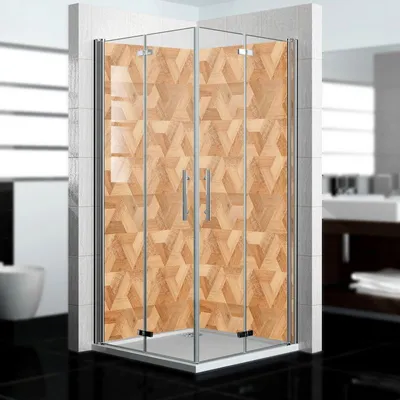 Produktbild von dedeco Eck-Duschrückwände Aluminium wasserfest Motiv: Holz V4, Nano-Protect seidenmatt, 2 x 80x210x0,3cm, Fliesenersatz fugenlos Wandverkleidung Wandpaneele,  Germany