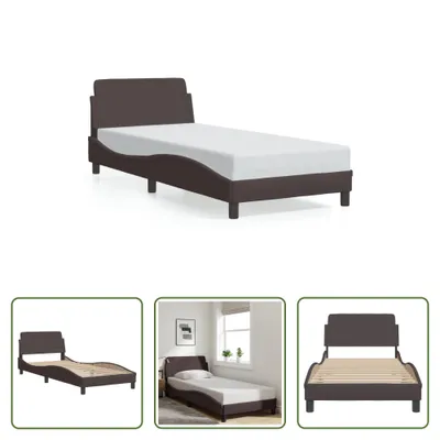Produktbild von The Living Store Bettgestell mit Kopfteil Dunkelbraun 80x200 cm Stoff