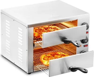 Produktbild von Kommerzieller Pizzaofen Backofen 305mm Edelstahl Elektrisch 3 Drehknöpfe