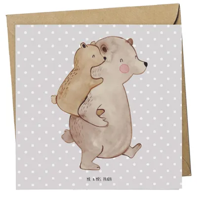 Produktbild von Mr. & Mrs. Panda Glückwunschkarte Papa Bär - Grau Pastell - Geschenk, doppelkarte, Grußkarte, Vatertag, Klappkarte, Geburtstag, faltkarte, anlasskarte, Muttertag