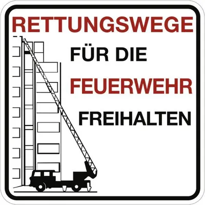 Produktbild von Dreifke® Schild Rettungswege für die Feuerwehr freihalten, Alu, 500x500 mm