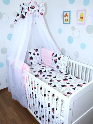 Produktbild von Baby Bettwäsche Bettset MINKY mit 6 x Kissen - 6 teilig -Nestchen Chiffon Himmel - 01. CH01