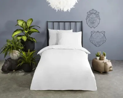 Productafbeelding van Good Morning Ledikant babydekbedovertrek "uni dessin" - Wit - (100x135 cm) - Katoen