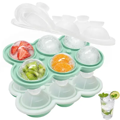 Silikon-Eiswürfelformen, 2 Stück, 6 Grün, rund