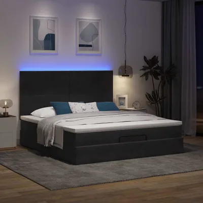 Produktbild von Maison Exclusive - Ottoman-Bett mit Matratzen & LEDs Schwarz 180x200 cm Samt
