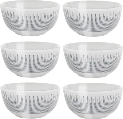 Produktbild von Müslischalen - Weiß - Porzellan - mit graphischem Muster - 6er Set