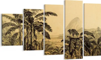 Produktbild von Bild auf Leinwand - Leinwandbild - 5 Teile - Palmen Wald Regnerisch - 100x60cm - Wand Bild - Wanddeko - Wandbilder - Leinwanddruck - Bilder - Wanddekoration - Leinwand bilder - EG100x60-4983