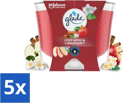 Produktbild von Glade - Apfel-Zimt-Duftkerze - 100 % Rapswachs - 204 g - Vorteilspack - 5 Stücke