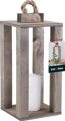 Produktbild von KOTARBAU® Holzlaterne Grau 13,5 x 13,5 x 26,5 cm Gartenlaterne Holz Laterne draußen & drinnen Laterne Wohnzimmer für Blumen und Kerzen Laternen Hochzeit