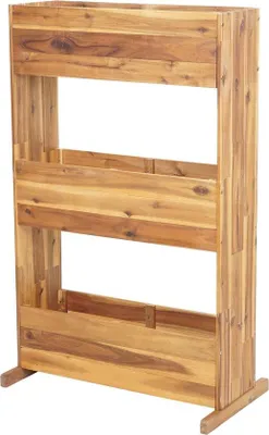 Obrázok produktu pre Regál na kvetináče MCW-L20, vyvýšený kvetinový záhon, 115 x 71 x 40 cm, vonkajšie použitie, akáciové drevo s certifikátom MVG, 3 rady, hnedá farba