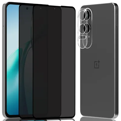 Zdjęcie produktu dla 2-pak OnePlus Nord CE4 Lite Szkło ochronne na ekran Privacy & 1-pak ochrona obiektywu - Szkło hartowane 9H - Super jakość 3D