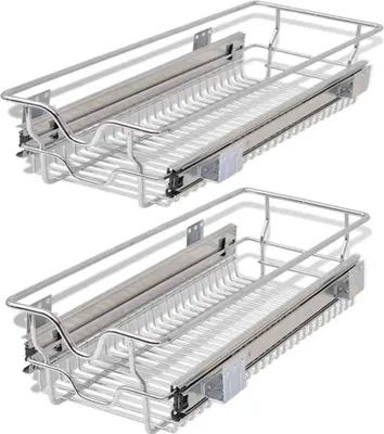 Obrázek produktu pro vidaXL Vestavná zásuvka Výsuvný koš 2 ks Stříbrná 300 mm