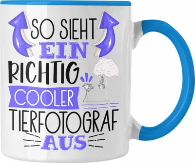 Produktbild von Trendation - Tierfotograf Tasse So Sieht Ein Richtig Cooler Tierfotograf Aus Geschenk Lustiger Spruch Geschenkidee (Blau)
